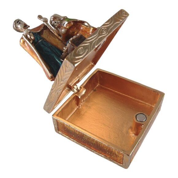 Bible Story Jesus Born Nativity Scene Pewter Jewelry Hinged Box - Picture 4 of 7